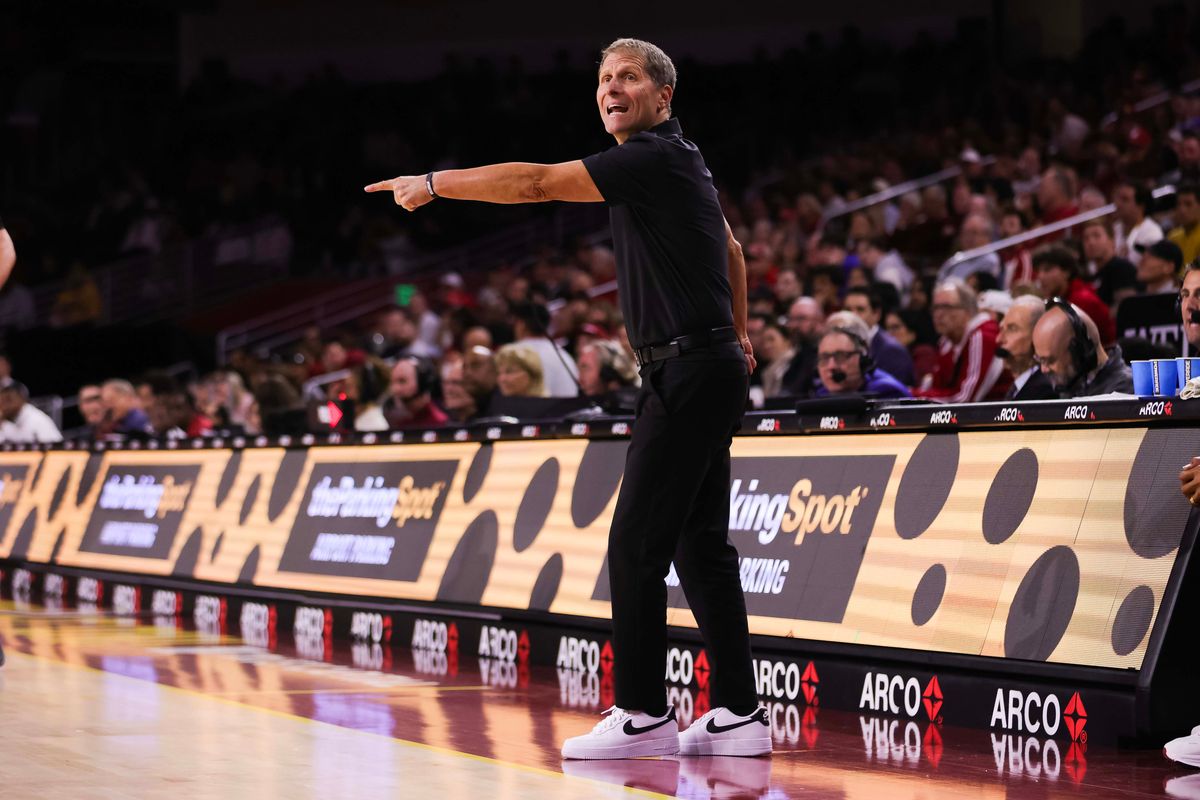 USC Trojans head coach Eric Musselman during the men's college basketball game against the Indiana Hoosiers, Tuesday February 3rd, 2026 at Galen Center in Los Angeles, Calif.