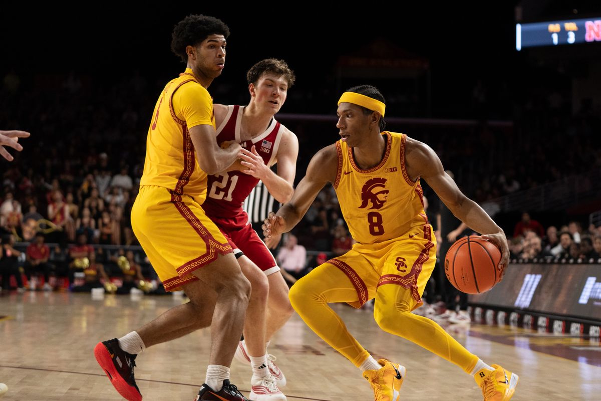 USC Trojans Guard Jerry Easter II (8) uses his teammates screen to get open during a men's college basketball game against the Nebraska Cornhuskers, Saturday February 28th, 2026 at Galen Center in Los Angeles, Calif. USC Trojans Guard Jerry Easter II (8) uses his teammates screen to get open during a men's college basketball game against the Nebraska Cornhuskers, Saturday February 28th, 2026 at Galen Center in Los Angeles, Calif.