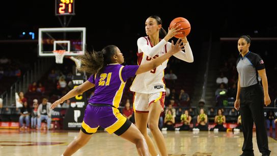 Jazzy Davidson's first collegiate double-double propels Women of Troy past Tennessee Tech taken at Galen Center (USC)