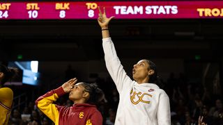 JuJu Watkins continues family legacy of giving back through basketball camp taken at Galen Center (USC). Photo by Amber Rodriguez - The Sporting Tribune