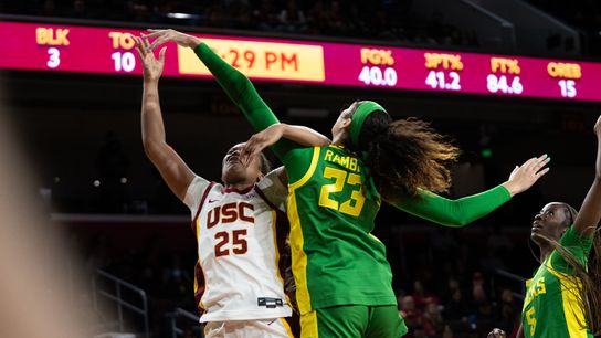 USC's lack of offensive discipline leads to fourth quarter eruption against Oregon Ducks taken at Galen Center  (USC)