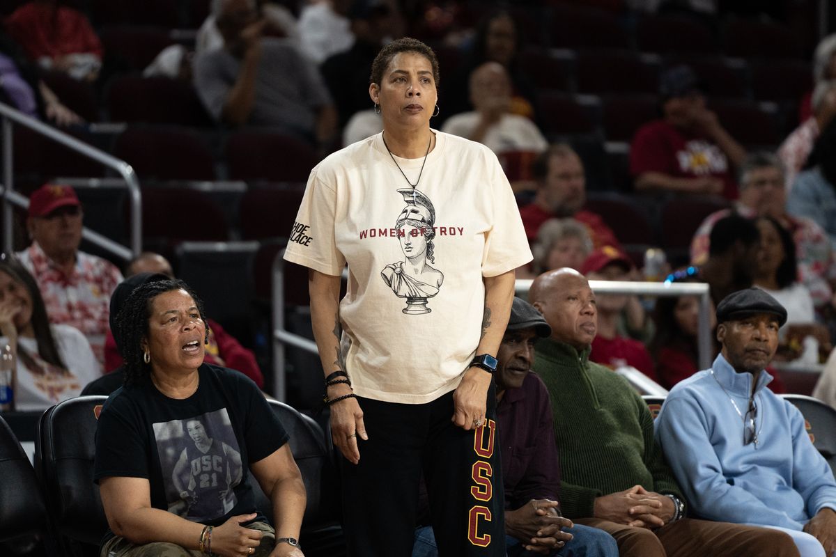 USC Trojans Legend Cheryl Miller was sitting court side cheering on her women of troy during a women's college basketball game against the Purdue Boilermakers, Sunday January 18th, 2026 at Galen Center in Los Angeles, Calif.