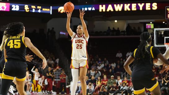 USC notches upset win against No.8 Iowa Hawkeyes behind fiery second half taken GALEN CENTER (USC)