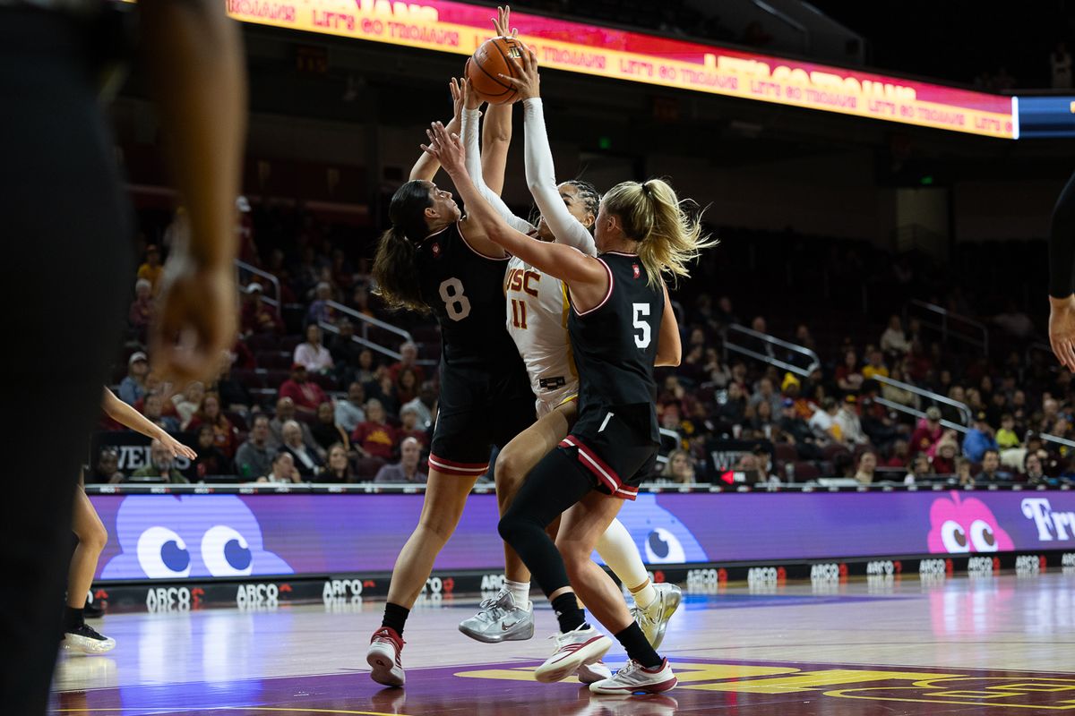 USC guard Kennedy Smith (11) fights through defense during a Big Ten college basketball game against the Hoosiers, Thursday February 12, 2026  in Los Angeles.