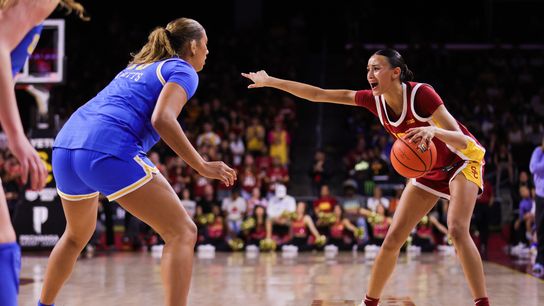 USC Trojans guard Jazzy Davidson (9) with the ball during the women's college basketball game against the UCLA Bruins, Sunday March 1st, 2026 at Galen Center in Los Angeles, Calif. USC Trojans guard Jazzy Davidson (9) with the ball during the women's college basketball game against the UCLA Bruins, Sunday March 1st, 2026 at Galen Center in Los Angeles, Calif.
