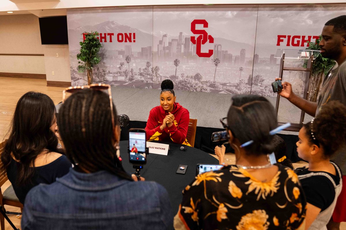 USC guard Juju Watkins (12) during media day, on Thursday, October 15th, 2026 in Los Angeles, California USC guard Juju Watkins (12) during media day, on Thursday, October 15th, 2026 in Los Angeles, California