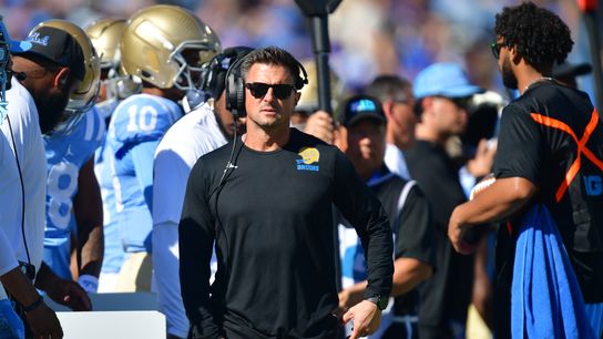 Oct 24, 2026; Pasadena, California, USA; UCLA Bruins head coach Bob Chesney looks on during the first half against the Michigan State Spartans at Rose Bowl. Oct 24, 2026; Pasadena, California, USA; UCLA Bruins head coach Bob Chesney looks on during the first half against the Michigan State Spartans at Rose Bowl.
