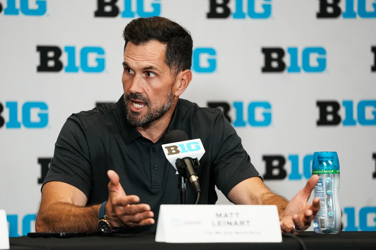 Matt Leinart speaks about the We Give Blood Drive during Big Ten Media Days on Wednesday July 23, 2025 in Las Vegas.