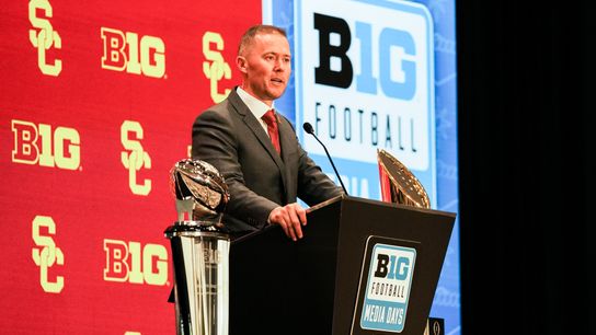 USC exerts confidence at Big 10 Media Day  taken at Mandalay Bay Convention Center (USC)