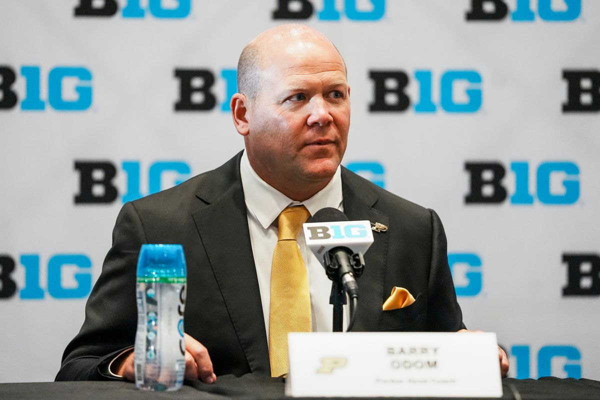  Purdue coach Barry Odom speaks during Big Ten Media Days on Thursday July 24, 2025 in Las Vegas.