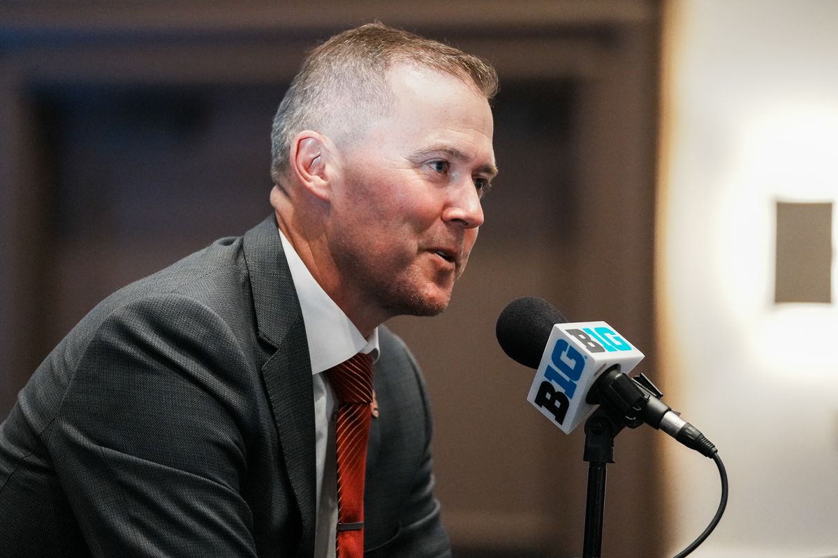 USC coach Lincoln Riley speaks during Big Ten Media Days on Thursday July 24, 2025 in Las Vegas.