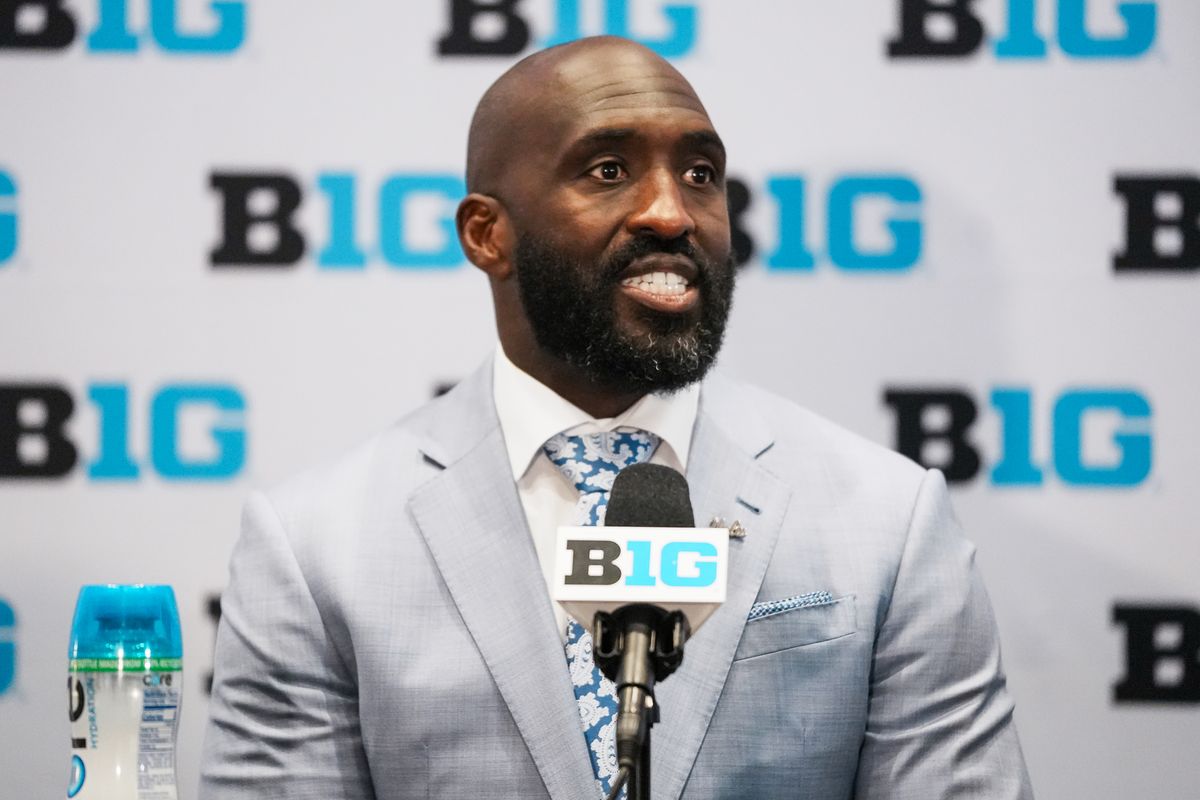 UCLA coach Deshaun Foster speaks during Big Ten Media Days on Thursday July 24, 2025 in Las Vegas.