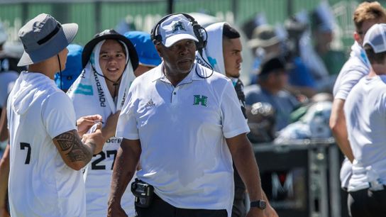 Hawai'i coaches on the sideline during the UCLA-Hawai'i game in Honolulu on Saturday, August 31, 2024.