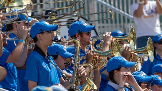 The UCLA band playing during the UCLA-Hawai'i game in Honolulu on Saturday, August 31, 2024.