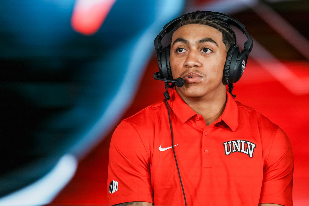 UNLV wide receiver DeAngelo Irvin Jr. speaks on the Mountain West Live Show during Mountain West Media Days on Wednesday July 16, 2025 in Las Vegas.
