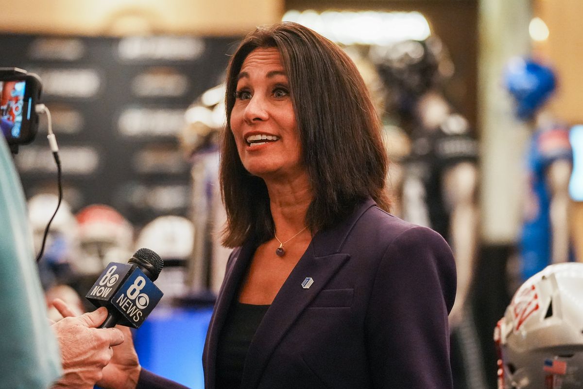 Mountain West commissioner Gloria Nevarez speaks at Mountain West Media Days on Wednesday July 16, 2025 in Las Vegas.