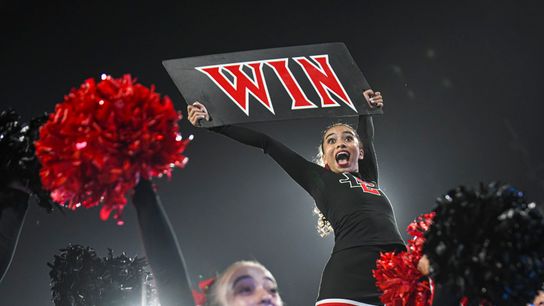 San Diego State cheerleader fires up the crowd during an NCAA football game against Oregon State, Saturday, September 7, 2024 in San Diego, CA.