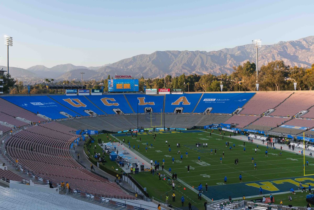 General view of Rose Bowl Stadium during a NCAA football game against Purdue at Rose Bowl Stadium on September 19th, 2026 in Pasadena, California. General view of Rose Bowl Stadium during a NCAA football game against Purdue at Rose Bowl Stadium on September 19th, 2026 in Pasadena, California.