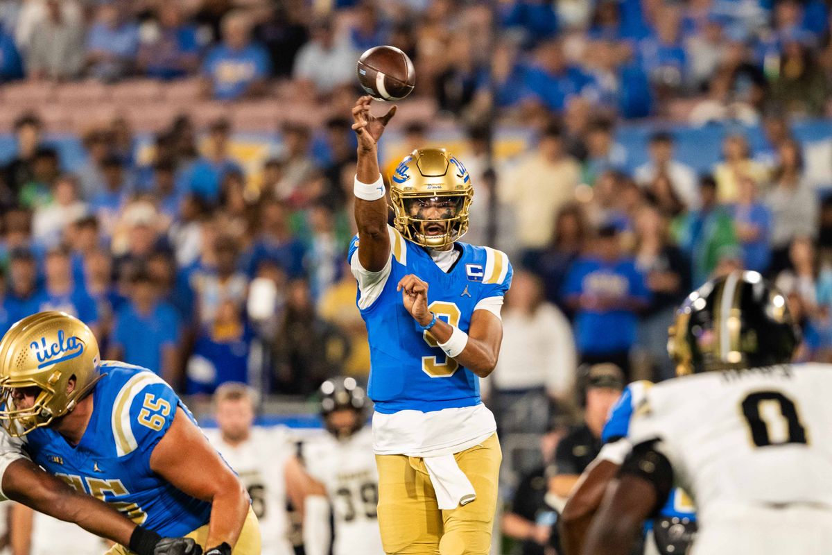 UCLA Bruins QB Nico Iamaleava (9) throws the ball during a NCAA football game against Purdue at Rose Bowl Stadium on September 19th, 2026 in Pasadena, California. UCLA Bruins QB Nico Iamaleava (9) throws the ball during a NCAA football game against Purdue at Rose Bowl Stadium on September 19th, 2026 in Pasadena, California.