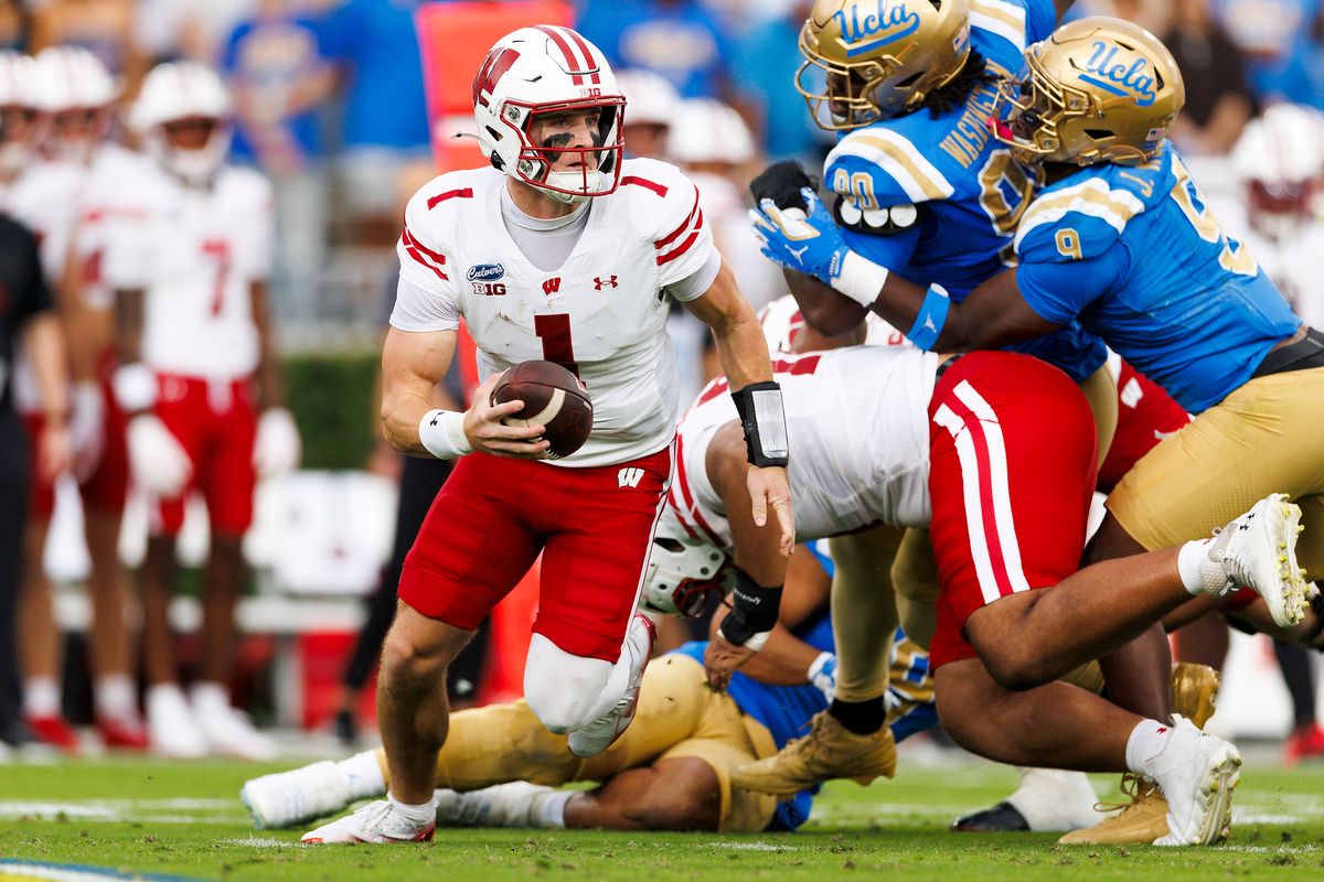 Colton Joseph #1 of the Wisconsin Badgers runs with the ball during the game against UCLA Bruins at Rose Bowl Stadium on October 17, 2026 in Pasadena, California. Colton Joseph #1 of the Wisconsin Badgers runs with the ball during the game against UCLA Bruins at Rose Bowl Stadium on October 17, 2026 in Pasadena, California.