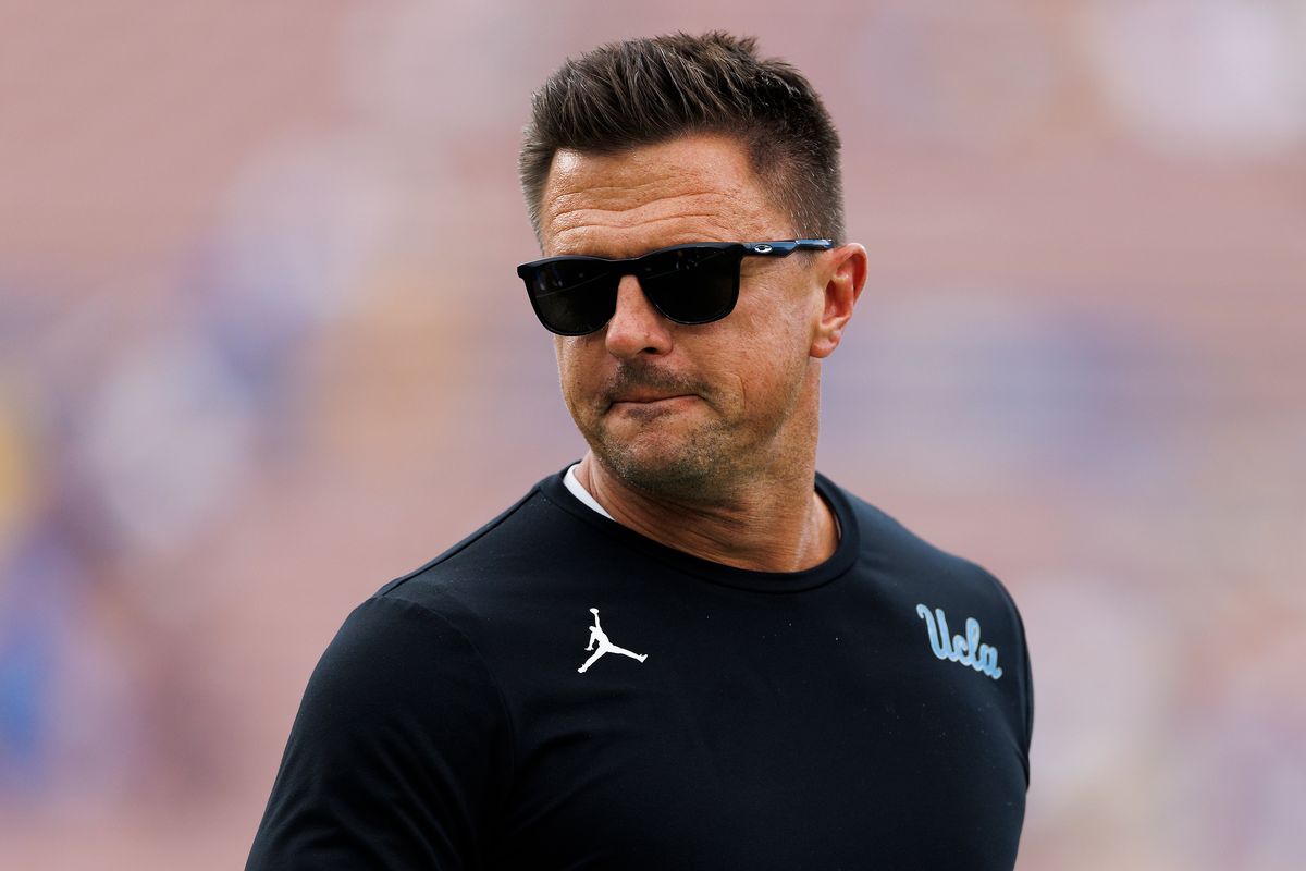 Bob Chesney of the UCLA Bruins during the game against Wisconsin Badgers at Rose Bowl Stadium on October 17, 2026 in Pasadena, California. Bob Chesney of the UCLA Bruins during the game against Wisconsin Badgers at Rose Bowl Stadium on October 17, 2026 in Pasadena, California.