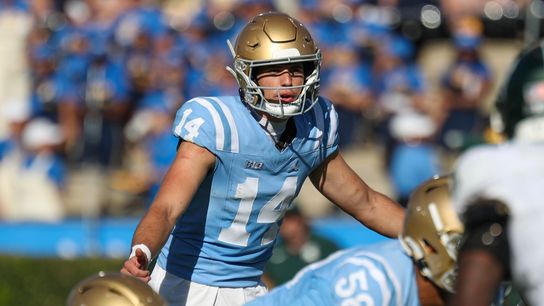 Ty Dieffenbach #14 of the UCLA Bruins calls signals at the line of scrimmage during the game against the Michigan State Spartans at Rose Bowl Stadium on October 24, 2026 in Pasadena, California. Ty Dieffenbach #14 of the UCLA Bruins calls signals at the line of scrimmage during the game against the Michigan State Spartans at Rose Bowl Stadium on October 24, 2026 in Pasadena, California.