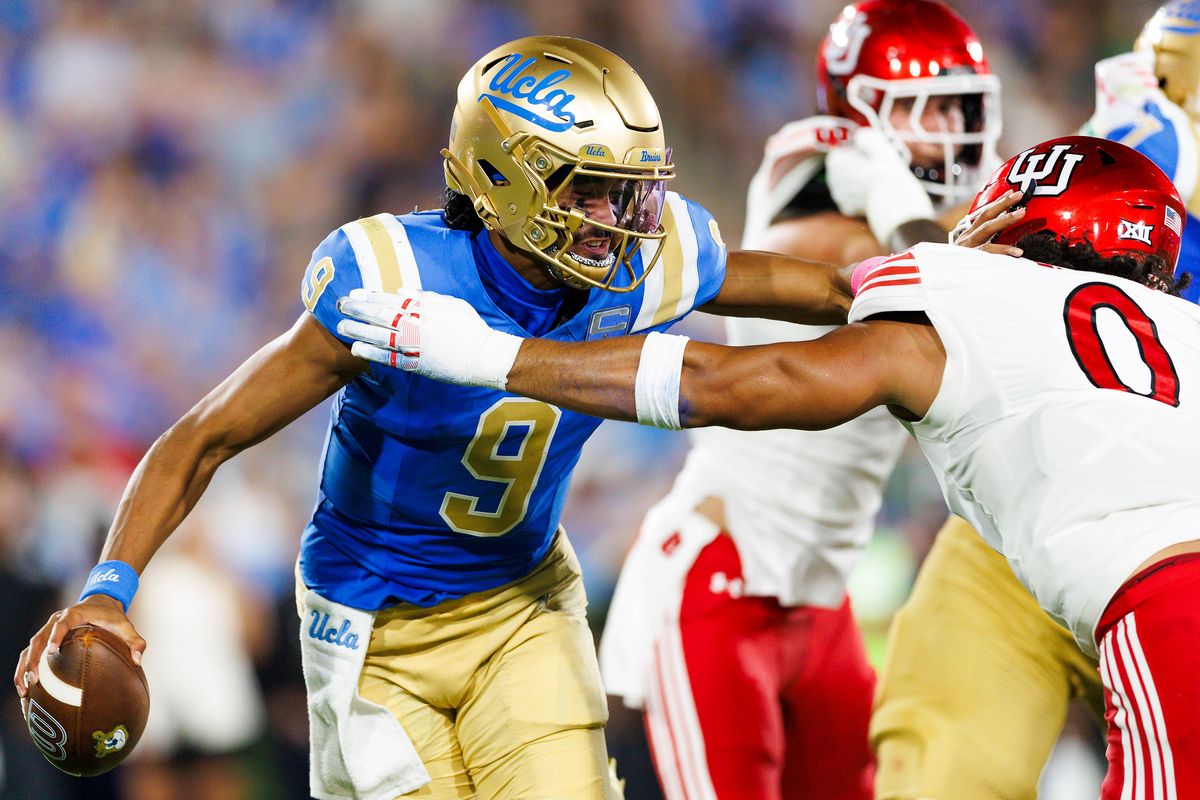 Nico Iamaleava #9 of the UCLA Bruins runs with the ball during the first half against Utah Utes at Rose Bowl Stadium on August 30, 2025 in Pasadena, California. Nico Iamaleava #9 of the UCLA Bruins runs with the ball during the first half against Utah Utes at Rose Bowl Stadium on August 30, 2025 in Pasadena, California.