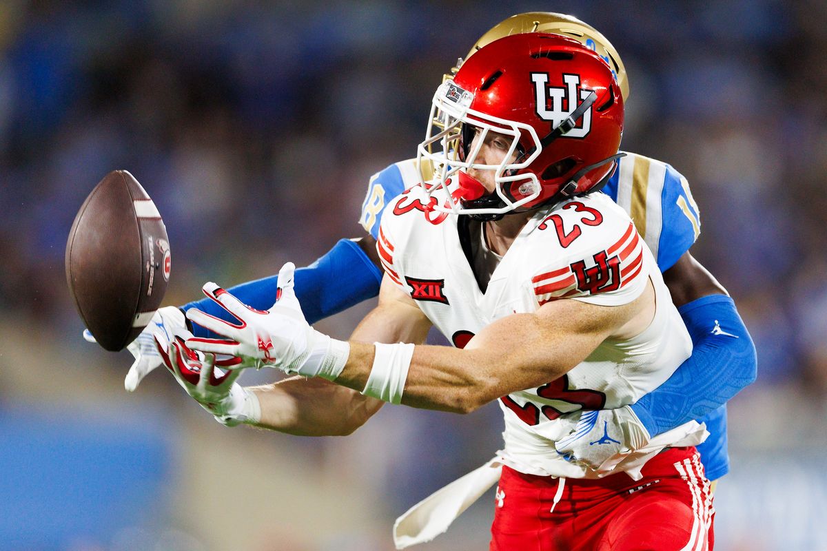 Rodrick Pleasant #18 of the UCLA Bruins breaks up a pass against Jackson Bennee #23 of the Utah Utes during the first half at Rose Bowl Stadium on August 30, 2025 in Pasadena, California. Rodrick Pleasant #18 of the UCLA Bruins breaks up a pass against Jackson Bennee #23 of the Utah Utes during the first half at Rose Bowl Stadium on August 30, 2025 in Pasadena, California.