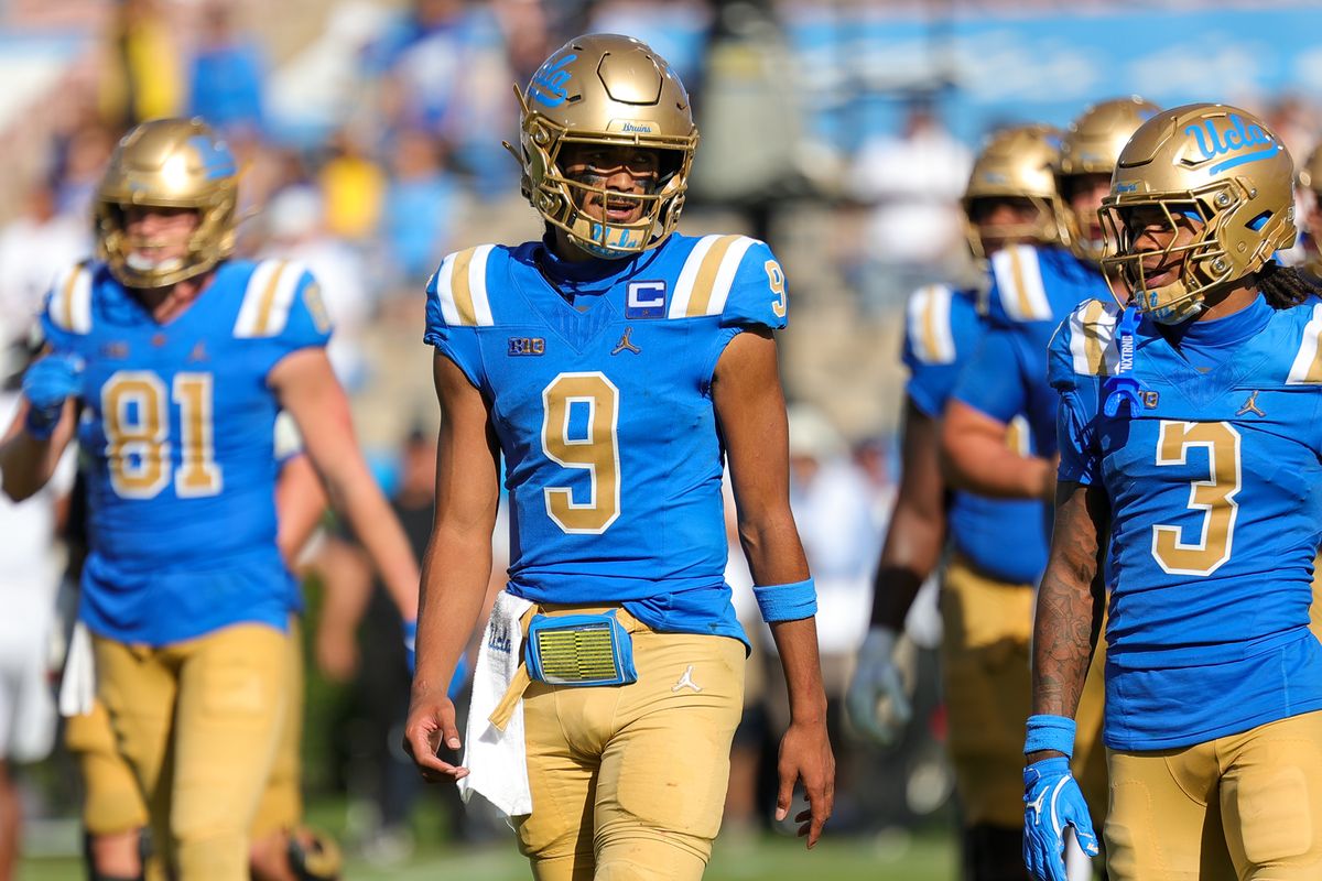#9 Nico Iamaleava of UCLA walks towards the huddle during an NCAA football game against Penn State on October 4, 2025 in Pasadena, CA. #9 Nico Iamaleava of UCLA walks towards the huddle during an NCAA football game against Penn State on October 4, 2025 in Pasadena, CA.