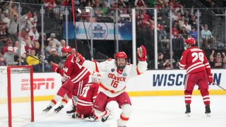 Dynasty in Denver taken At T-Mobile Arena (NCAA Frozen Four). Photo by Lucas Peltier-Imagn Images