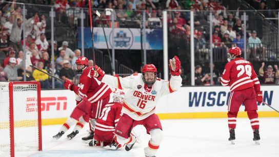 Dynasty in Denver taken At T-Mobile Arena (NCAA Frozen Four). Photo by Lucas Peltier-Imagn Images