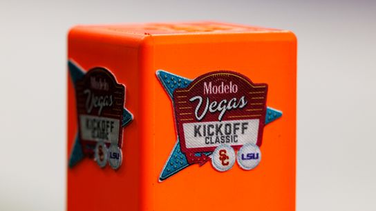 A detail view of a Modelo Vegas Kickoff Classic logo on a pylon during the games between LSU Tigers and USC Trojans at Allegiant Stadium on September 1, 2024 in Las Vegas, Nevada. A detail view of a Modelo Vegas Kickoff Classic logo on a pylon during the games between LSU Tigers and USC Trojans at Allegiant Stadium on September 1, 2024 in Las Vegas, Nevada.