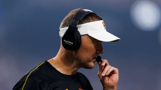 Lincoln Riley of the USC Trojans on the sideline during the Modelo Vegas Kickoff Classic against LSU Tigers at Allegiant Stadium on September 1, 2024 in Las Vegas, Nevada. Lincoln Riley of the USC Trojans on the sideline during the Modelo Vegas Kickoff Classic against LSU Tigers at Allegiant Stadium on September 1, 2024 in Las Vegas, Nevada.