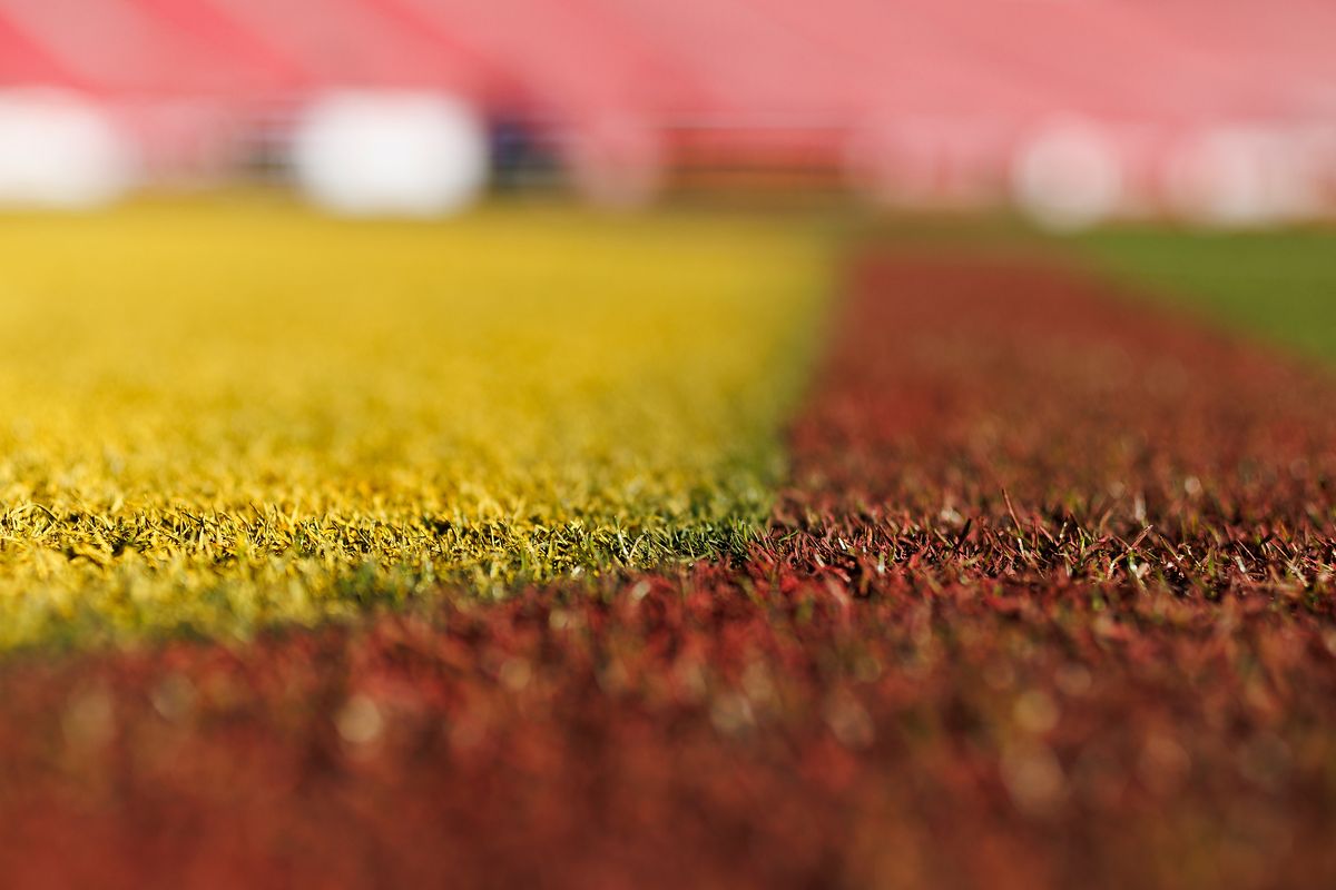 USC grounds crew sets up the field before a game against Nebraska Cornhuskers, November 16 2024 at The Los Angeles Memorial Coliseum in Los Angeles. 