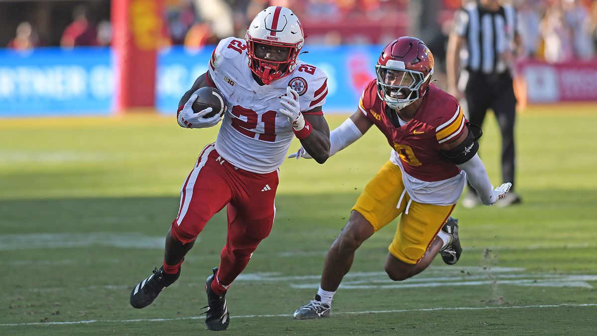 Nebraska Cornhuskers running back Emmett Johnson (21) runs the ball during the second half of a game against the Southern California Trojans on Saturday, November 16, 2024 at the Coliseum in Los Angeles, Calif. Nebraska Cornhuskers running back Emmett Johnson (21) runs the ball during the second half of a game against the Southern California Trojans on Saturday, November 16, 2024 at the Coliseum in Los Angeles, Calif.