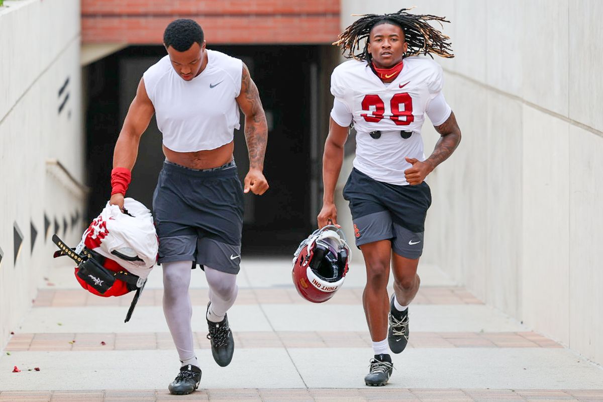 USC Cornerback Isaiah Rubin (38) jogs during fall practice, Friday August 1, 2025 in Los Angeles. USC Cornerback Isaiah Rubin (38) jogs during fall practice, Friday August 1, 2025 in Los Angeles.
