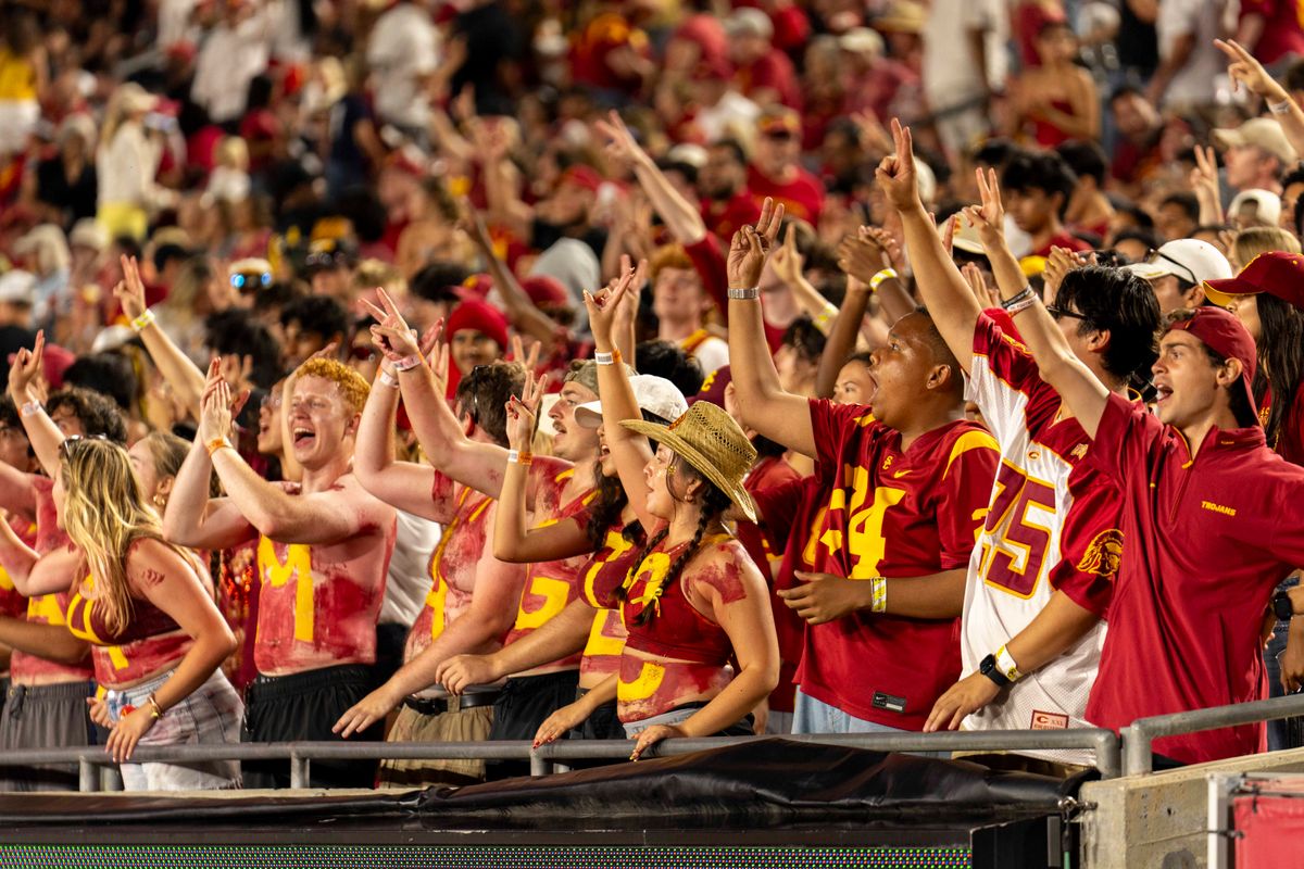 Southern California Trojans fans during an NCAA football game against the Georgia Southern Eagles, Saturday September 6th, 2025 in Los Angeles, California. 