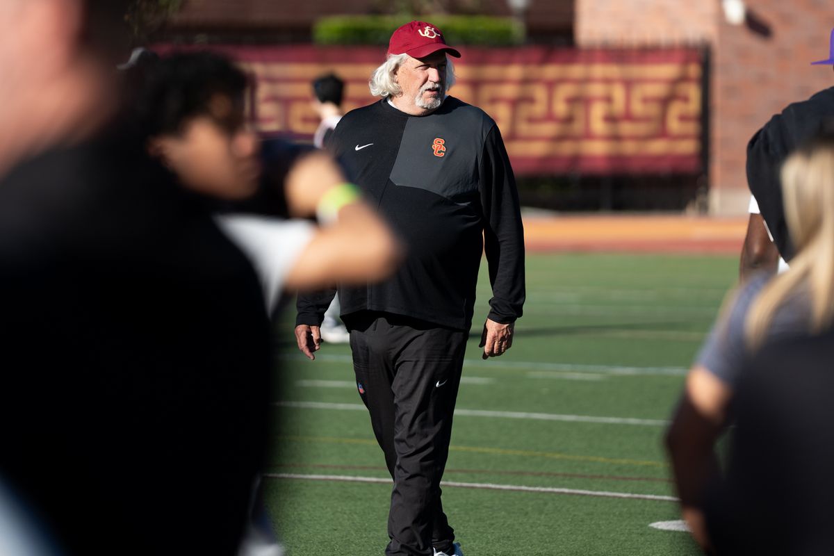 USC Trojans Assistant Defense coach Rob Ryan during USC’s Pro Day on Thursday, March 12, 2026 in Los Angeles, Calif.