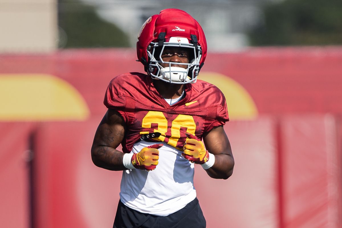 USC running back Kayne Miller (30) jogs during practice at Howard Jones Field, Tuesday, Aug. 11, 2026, in Los Angeles.