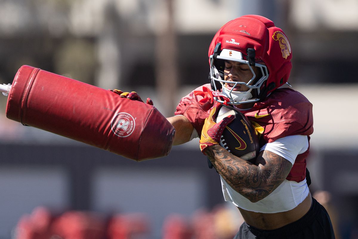 USC players participate in contact progression drills during practice at Howard Jones Field, Wednesday, Aug. 19, 2026, in Los Angeles. USC players participate in contact progression drills during practice at Howard Jones Field, Wednesday, Aug. 19, 2026, in Los Angeles.