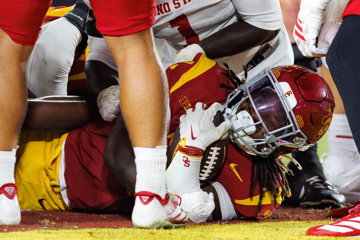 Waymond Jordan #2 of the USC Trojans rushes for a touchdown during an NCAA Football game against the Fresno State Bulldogs on September 4, 2026 at The Los Angeles Memorial Coliseum in Los Angeles, California. Waymond Jordan #2 of the USC Trojans rushes for a touchdown during an NCAA Football game against the Fresno State Bulldogs on September 4, 2026 at The Los Angeles Memorial Coliseum in Los Angeles, California.