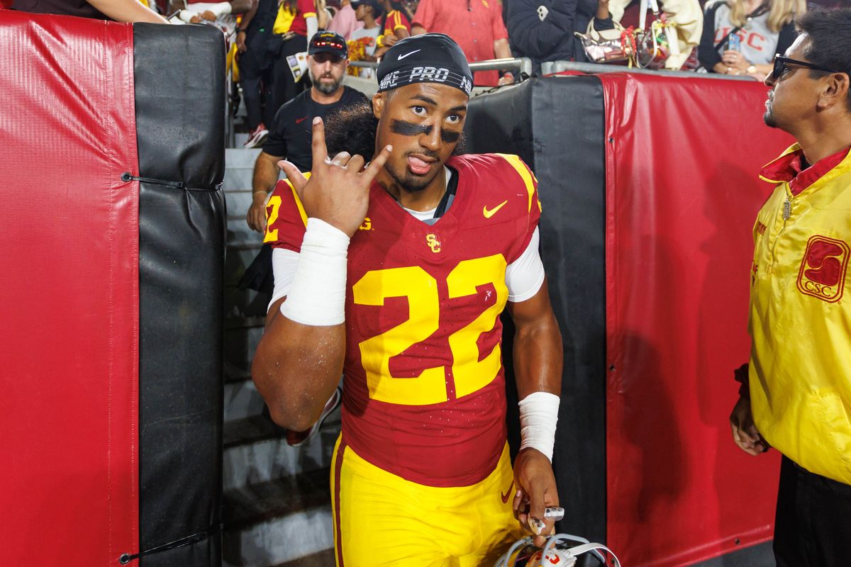 Talanoa Ili #22 of the USC Trojans poses after an NCAA Football game against the Fresno State Bulldogs on September 4, 2026 at The Los Angeles Memorial Coliseum in Los Angeles, California. Talanoa Ili #22 of the USC Trojans poses after an NCAA Football game against the Fresno State Bulldogs on September 4, 2026 at The Los Angeles Memorial Coliseum in Los Angeles, California.