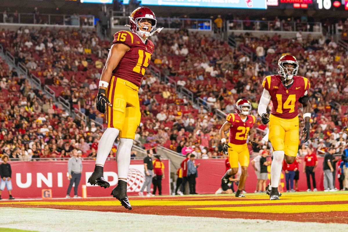 USC special team hypes up the crowd during an NCAA Football game against the Louisiana Ragin Cajuns on September 12th, 2026 at The Los Angeles Memorial Coliseum in Los Angeles, California. USC special team hypes up the crowd during an NCAA Football game against the Louisiana Ragin Cajuns on September 12th, 2026 at The Los Angeles Memorial Coliseum in Los Angeles, California.