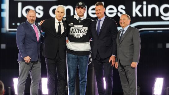 Checking in on LA Kings prospect Liam Greentree with Windsor Spitfires Head Coach Greg Walters taken in Los Angeles (Los Angeles Kings)