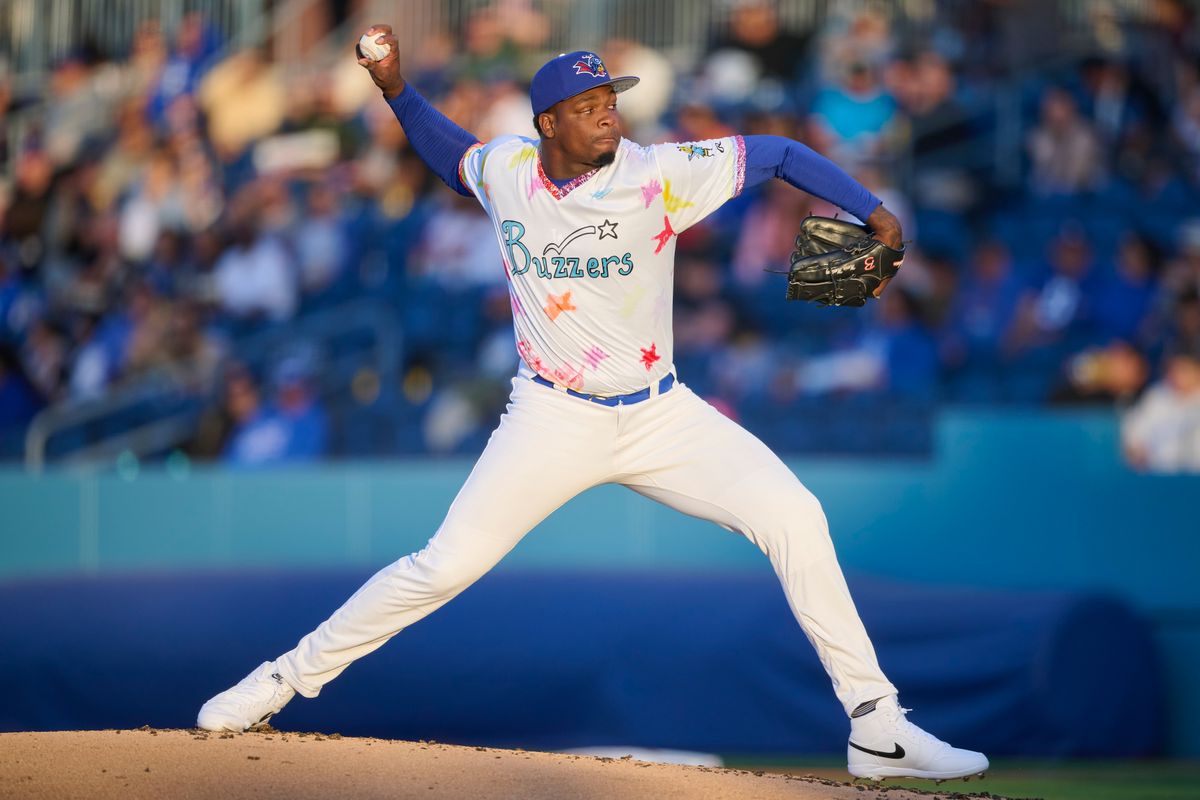 The Ontario Tower Buzzers Ricardo Montero #66 pitches during an MiLB game against The Lake Elsinore Storm, April 29th, 2026 in Ontario  California.