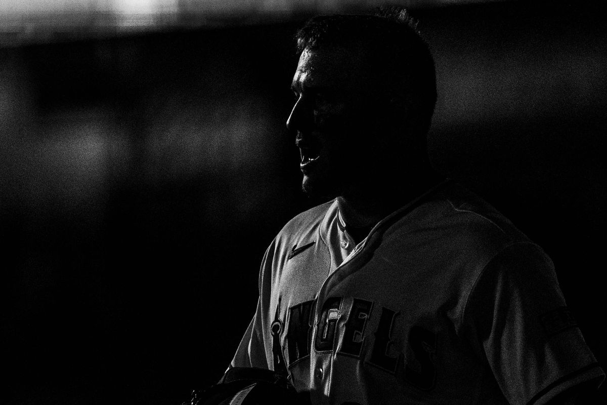 Mike Trout #27 of the Los Angeles Angels during an MLB match against the Seattle Mariners at Angel Stadium on April 4, 2026 in Anaheim, California. Mike Trout #27 of the Los Angeles Angels during an MLB match against the Seattle Mariners at Angel Stadium on April 4, 2026 in Anaheim, California.
