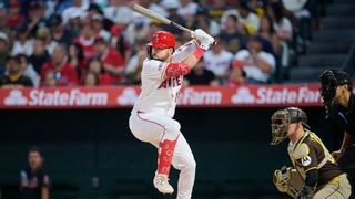 Schanuel activated from IL but still not 100% taken at Dodger Stadium (Los Angeles Angels). Photo by Jon Bryan - The Sporting Tribune