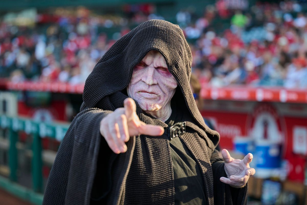 The Los Angeles Angels host Star Wars night during an MLB game against the San Diego Padres, April 18th, 2026 in Anaheim California.