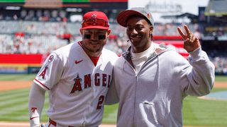 Always repping LA: USC running back King Miller grew up idolizing Mike Trout taken at Angel Stadium (Los Angeles Angels). Photo by Ric Tapia - The Sporting Tribune