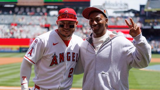 Always repping LA: USC running back King Miller grew up idolizing Mike Trout taken at Angel Stadium (Los Angeles Angels). Photo by Ric Tapia - The Sporting Tribune